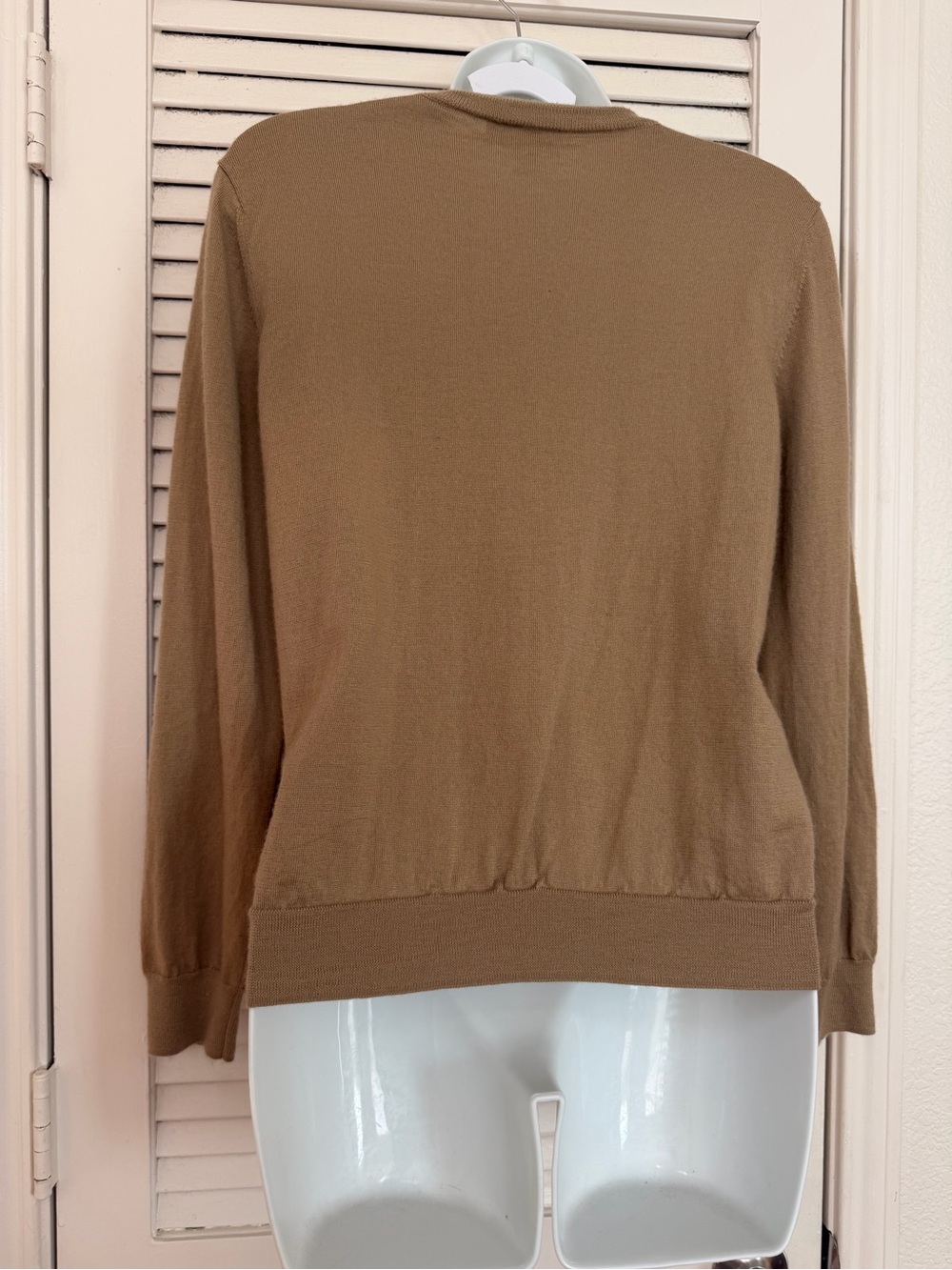 Burberry Uniform Extra Fine Merino Wool Cardigan Camel Beige Size L Luxury Knit - Picture 4 of 7